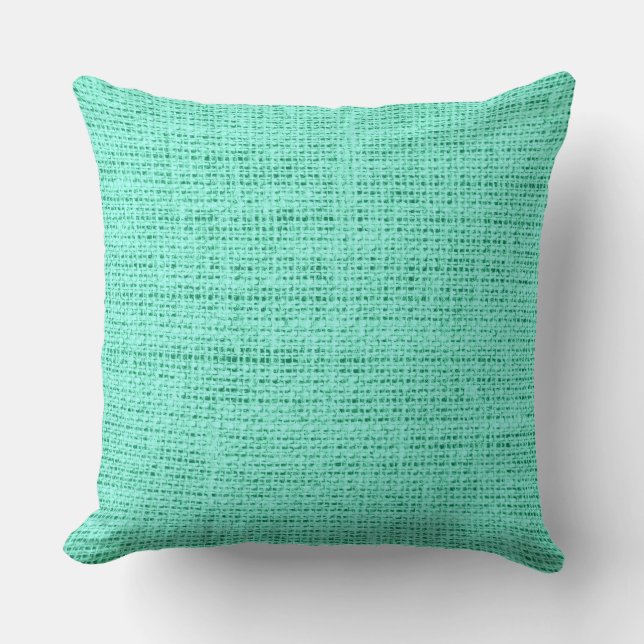 Coussin Arrière - plan bleu vert de toile de toile de jute (Recto)