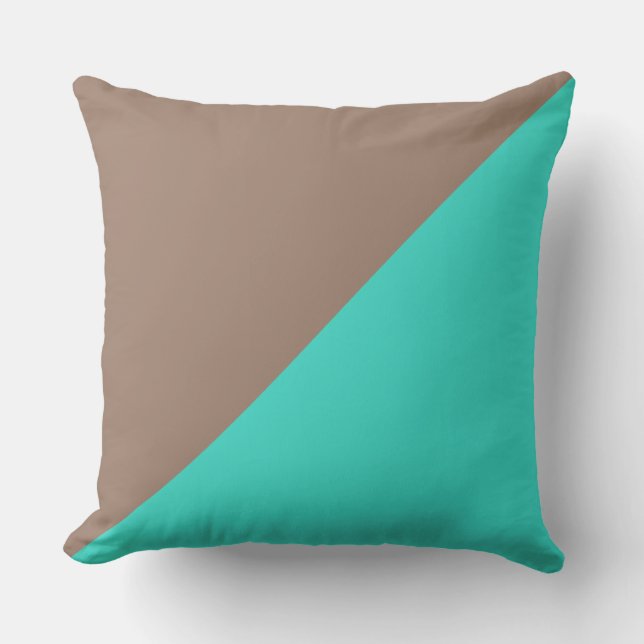 Coussin Arrière - plan couleur solide Turquoise & Beaver (Recto)