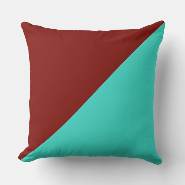 Coussin Arrière - plan couleur solide turquoise et grange  (Recto)