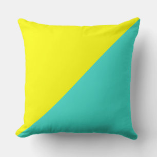 Coussin Arrière - plan couleur solide turquoise et jaune