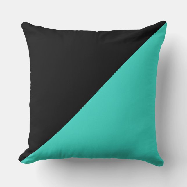 Coussin Arrière - plan couleur solide Turquoise et noire (Recto)