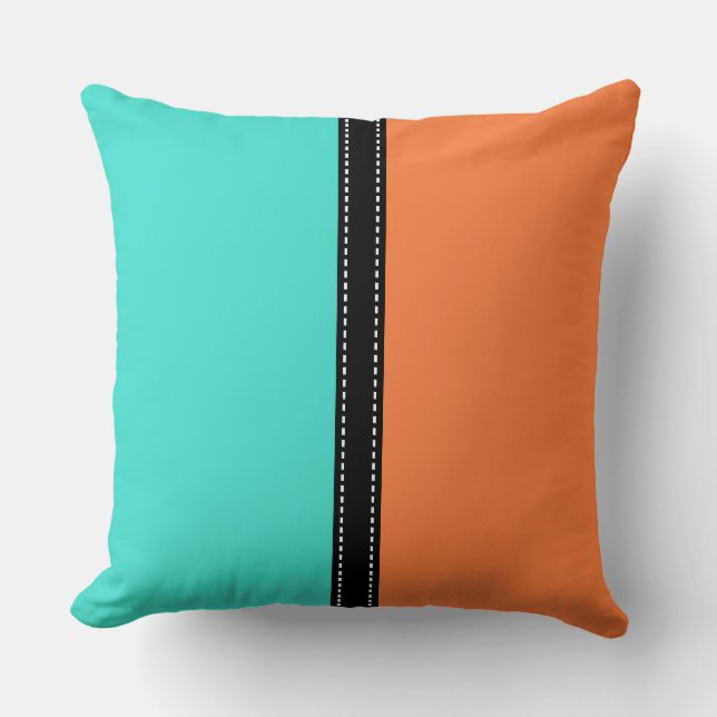 Coussin Arrière - plan couleur solide Turquoise & Mango Ta (Recto)
