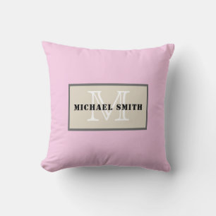 Coussin Arrière - plan couleur unie Rose classique Monogra