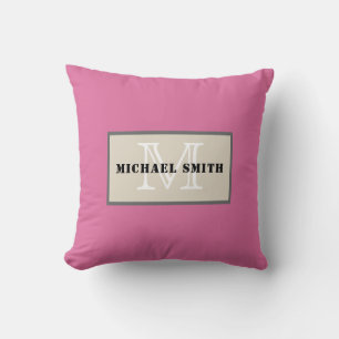 Coussin Arrière - plan couleur unie rose monogramme