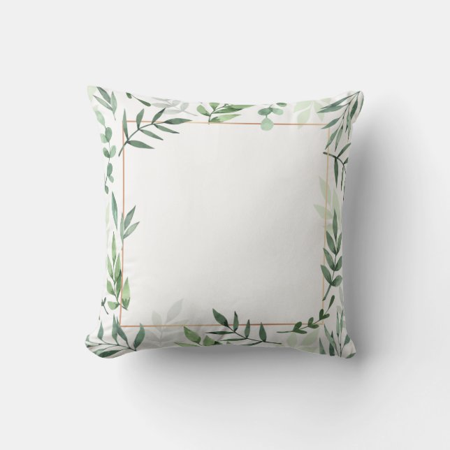 Coussin Arrière - plan d'aquarelle feuille du cadre (Recto)