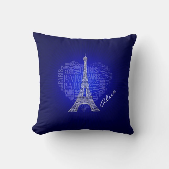Coussin Arrière - plan de bleu de lueur de Paris d'amour (Recto)