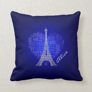 Coussin Arrière - plan de bleu de lueur de Paris d'amour
