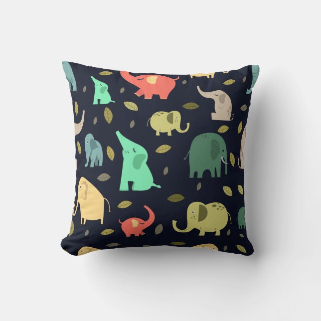 Coussin Arrière - plan de feuille éléphant Motif plat colo (Recto)