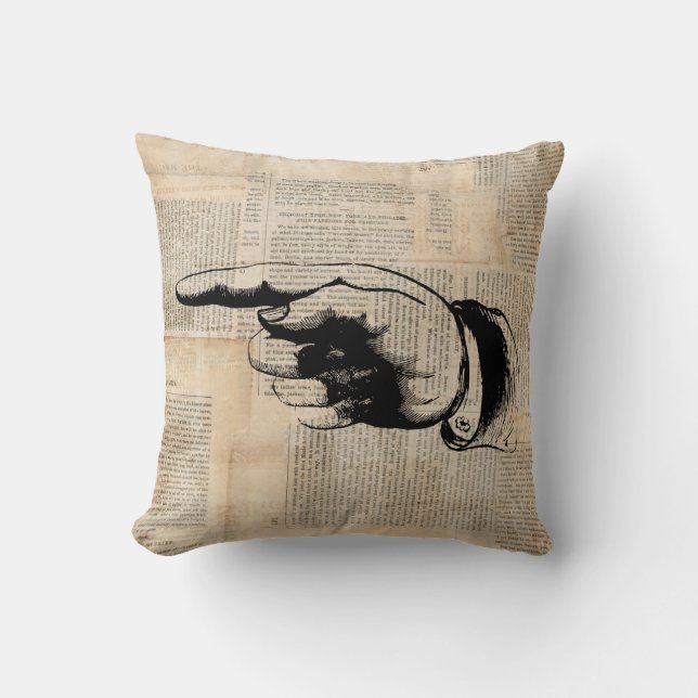 Coussin Arrière - plan de journal classique de pointe sur  (Recto)