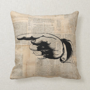 Coussin Arrière - plan de journal classique de pointe sur