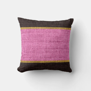 Coussin Arrière - plan de jute rose et Brown Rustique Burl