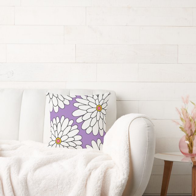 Coussin Arrière - plan de lavande Zinnias tiré à quatre ma (Canapé)