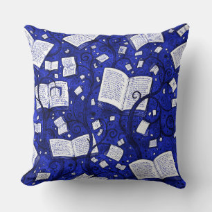 Coussin Arrière - plan de livres bleus