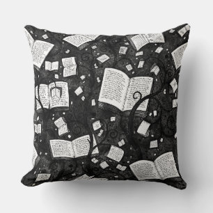 Coussin Arrière - plan De Livres Noir Et Blanc