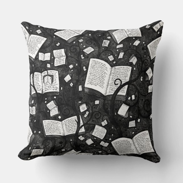 Coussin Arrière - plan De Livres Noir Et Blanc (Recto)