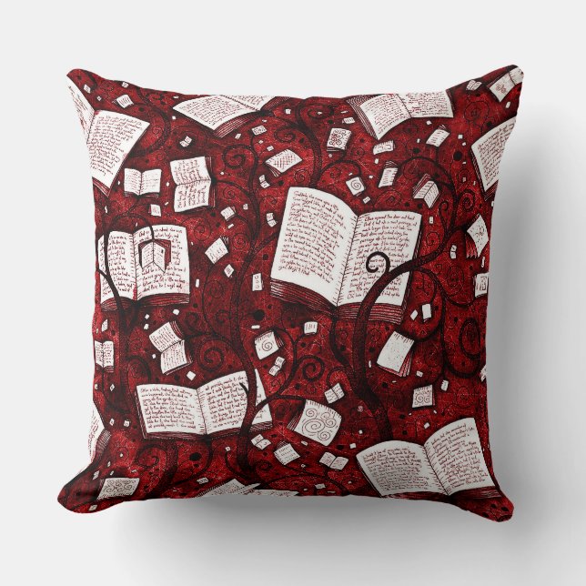 Coussin Arrière - plan de livres rouges (Recto)