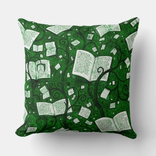 Coussin Arrière - plan de livres verts