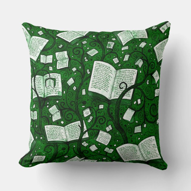 Coussin Arrière - plan de livres verts (Recto)