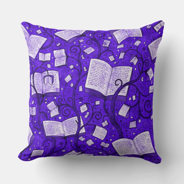 Coussin Arrière - plan de livres violets (Recto)
