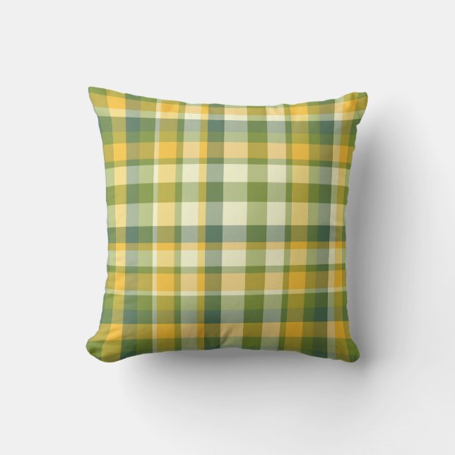Coussin Arrière - plan de Motif Plaid jaune et vert (Recto)