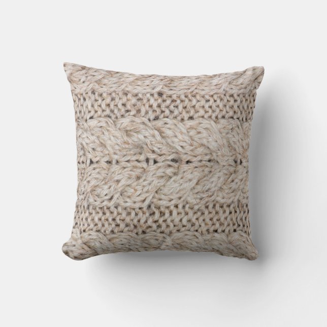 Coussin Arrière - plan de texture de laine de tricot blanc (Recto)