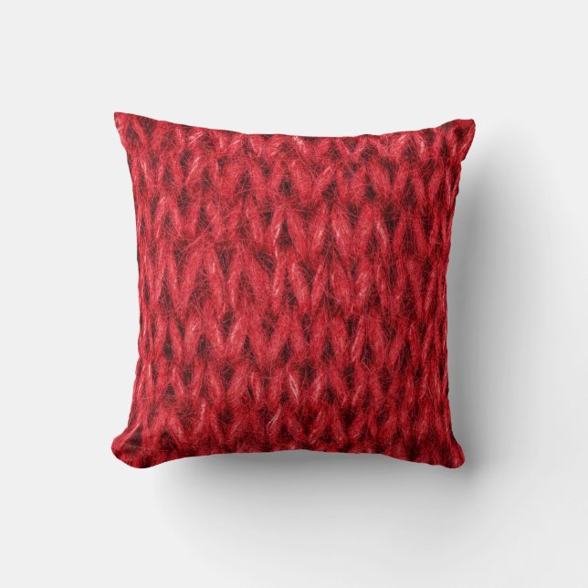 Coussin Arrière - plan de texture de laine de tricot rouge (Recto)