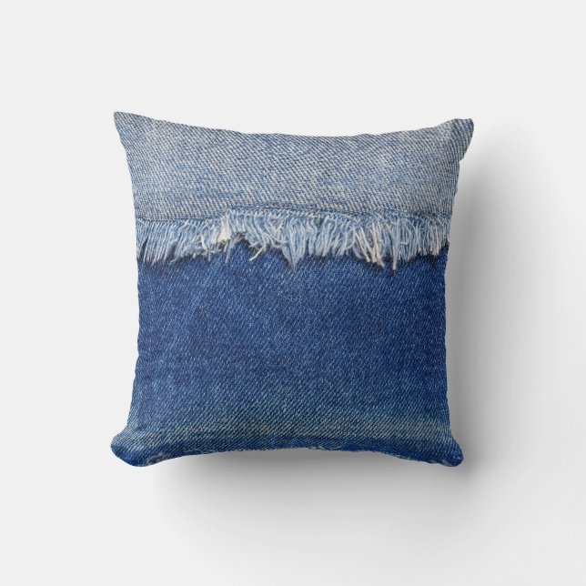 Coussin Arrière - plan de tissu Denim Jeans déchiré (Recto)