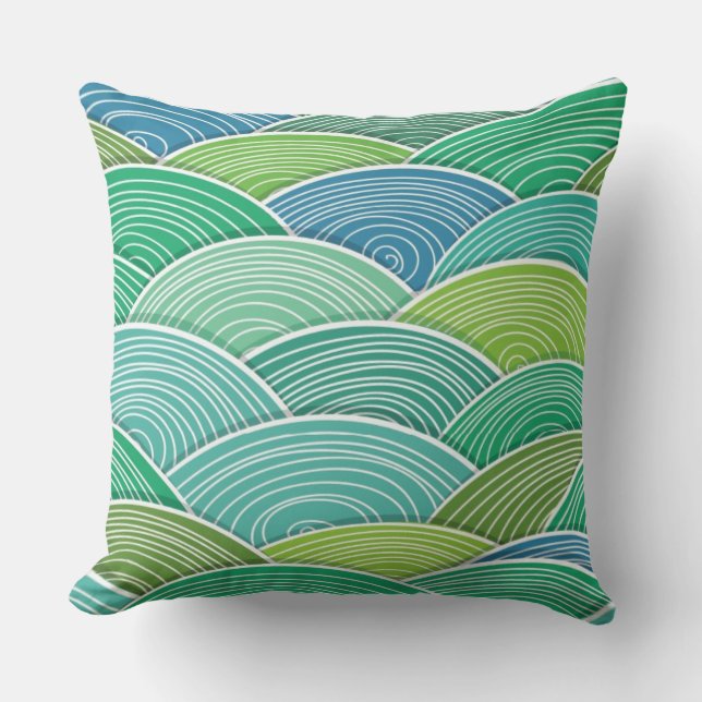 Coussin Arrière - plan des vagues vertes abstraites (Recto)