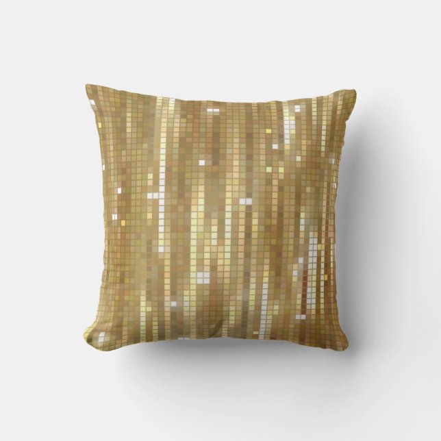 Coussin Arrière - plan doré en mosaïque abstraite brillant (Recto)