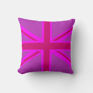 Coussin Arrière - plan du drapeau britannique Hot Pink Fus