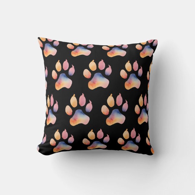 Coussin Arrière - plan Empreinte de patte aquarelle (Recto)