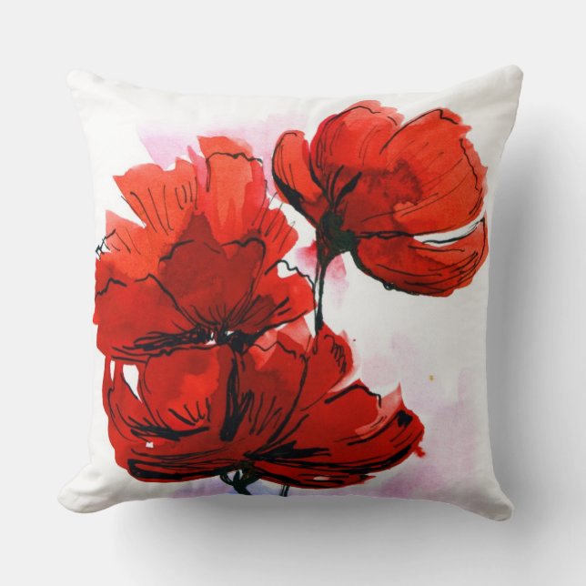 Coussin Arrière - plan floral peint par résumé 2 (Recto)