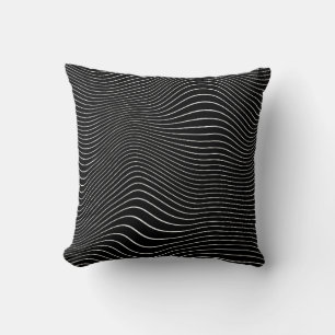 Coussin Arrière - plan linéaire psychédélique noir et blan