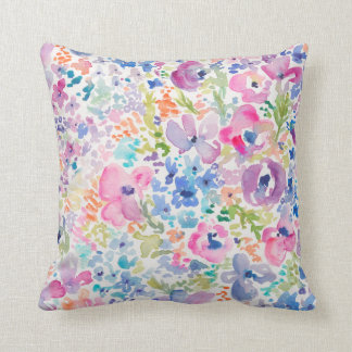 Coussin Arrière - plan mignon de fleur d'aquarelle