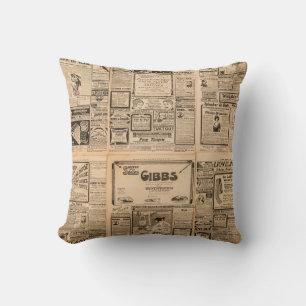 Coussin Arrière - plan papier usagé. Page de journal ancie