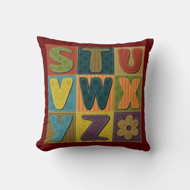 Coussin Arrière - plan Patchwork avec Motif Alphabet (Recto)