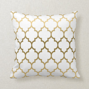 Coussin Arrière - plan personnalisé Gold Quatrefoil Motif