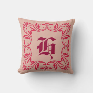 Coussin Arrière - plan rose pâle Queen   Monogramme Damask