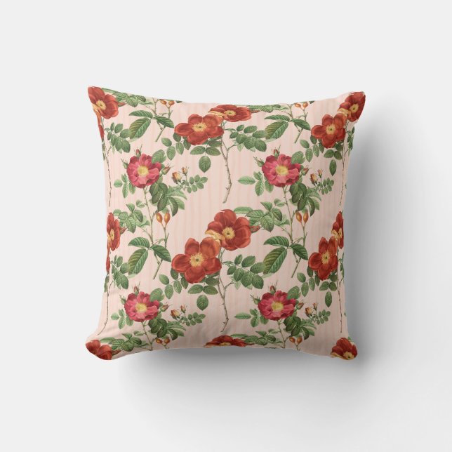 Coussin Arrière - plan Rose victorien en bande rose (Recto)