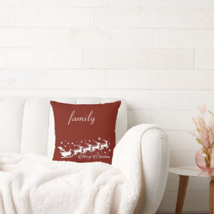 Coussin Arrière - plan rouge avec le Père Noël et Reindeer