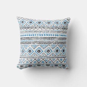 Coussin Arrière - plan sans couture blanc bleu ethnique.