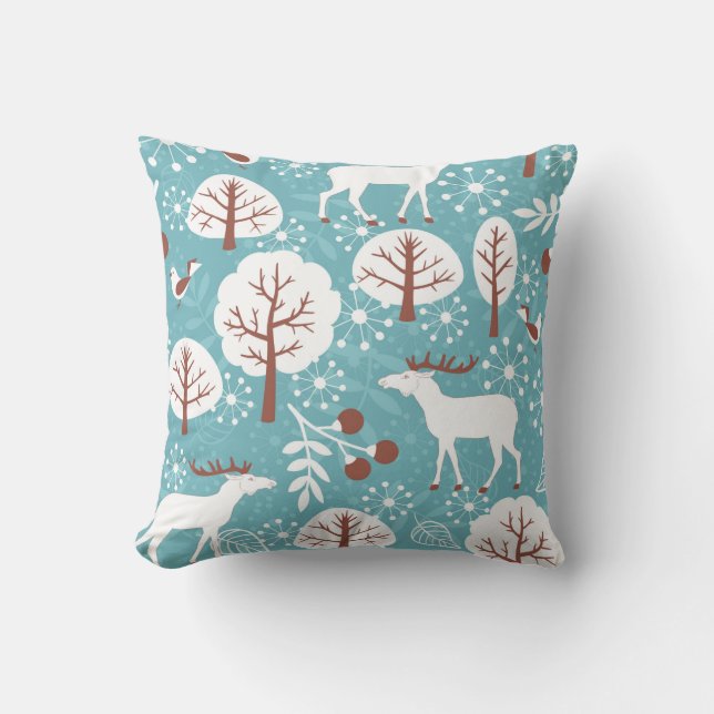 Coussin Arrière - plan sans joint avec cerf pour l'hiver e (Recto)