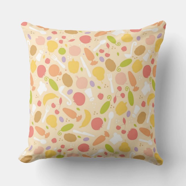 Coussin Arrière - plan végétarien de motif de cuisine (Recto)