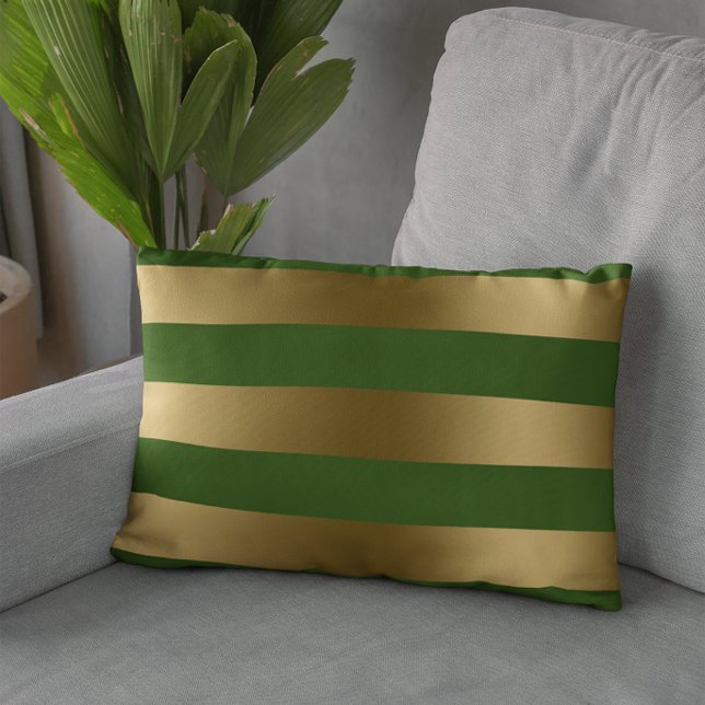 Coussin Arrière - plan vert à bandes dorées modernes (Créateur téléchargé)
