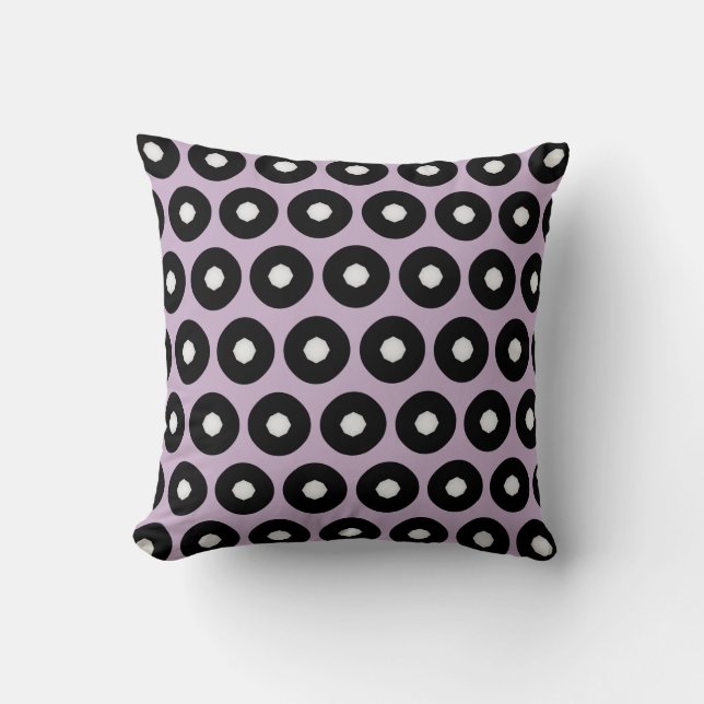 Coussin Arrière - plan violet à point Polka noir/blanc(mod (Recto)