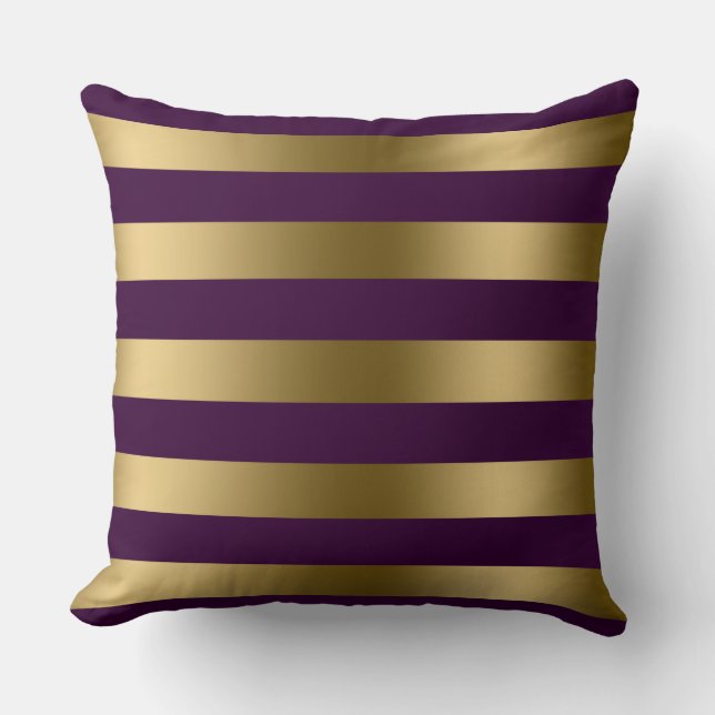 Coussin Arrière - plan violet à rayures dorées modernes (Recto)