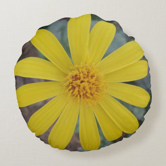 Coussin arrondi à fleurs jaunes (Dos)