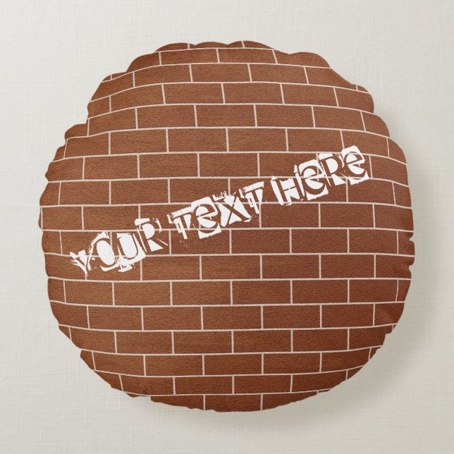 Coussin arrondi de mur de briques avec texte perso (Devant)