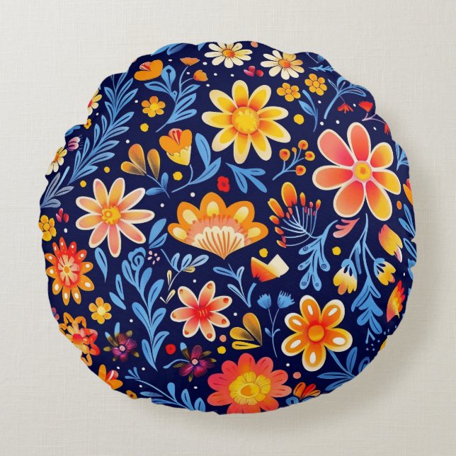 Coussin arrondi fleuri et lumineux (Devant)