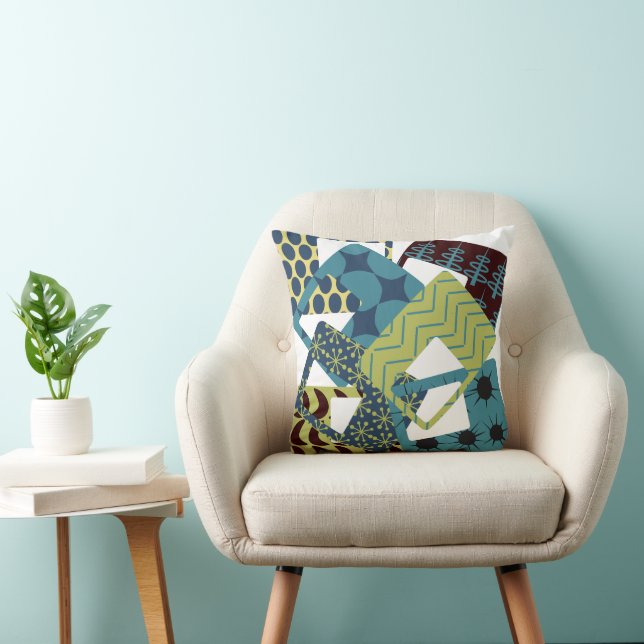 Coussin Arrondi Rectangles modernes du milieu du siècle (Chaise)
